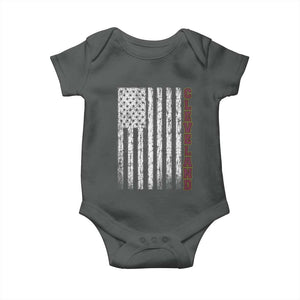 Cleveland Ohio State Pride Vintage American Flag Baby Onesie Vintage American Flag Ohio State Pride TS11 Dark Heather Print Your Wear