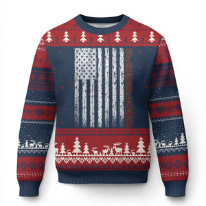 Cleveland Ohio State Pride Vintage American Flag Ugly Christmas Sweater Vintage American Flag Ohio State Pride TS11 Navy Red Print Your Wear
