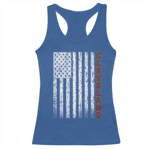 Cleveland Ohio State Pride Vintage American Flag Racerback Tank Top Vintage American Flag Ohio State Pride TS11 Royal Blue Print Your Wear