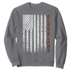 Cleveland Ohio State Pride Vintage American Flag Sweatshirt Vintage American Flag Ohio State Pride TS11 Charcoal Print Your Wear