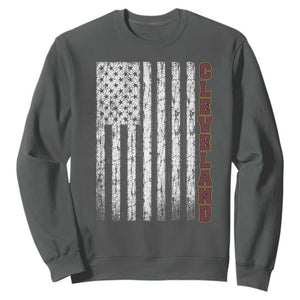 Cleveland Ohio State Pride Vintage American Flag Sweatshirt Vintage American Flag Ohio State Pride TS11 Dark Heather Print Your Wear