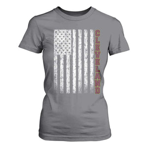 Cleveland Ohio State Pride Vintage American Flag T Shirt For Women Vintage American Flag Ohio State Pride TS11 Charcoal Print Your Wear