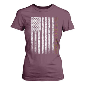 Cleveland Ohio State Pride Vintage American Flag T Shirt For Women Vintage American Flag Ohio State Pride TS11 Maroon Print Your Wear