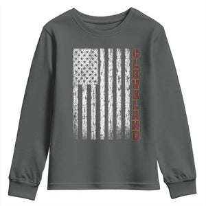 Cleveland Ohio State Pride Vintage American Flag Youth Sweatshirt Vintage American Flag Ohio State Pride TS11 Dark Heather Print Your Wear
