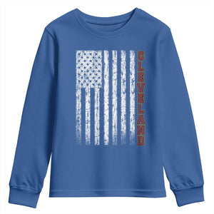 Cleveland Ohio State Pride Vintage American Flag Youth Sweatshirt Vintage American Flag Ohio State Pride TS11 Royal Blue Print Your Wear