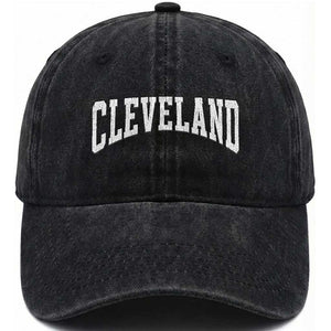 Cleveland Ohio OH City Throwback Design Vintage Washed Cotton Baseball Cap TS11 Print Your Wear