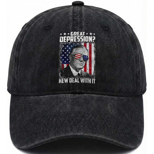 Franklin D Roosevelt Washed Cotton Baseball Cap Great Depression New Deal With It TS11 Print Your Wear