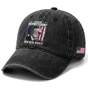 Franklin D Roosevelt Washed Cotton Baseball Cap Great Depression New Deal With It TS11 Print Your Wear