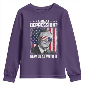 Franklin D Roosevelt Youth Sweatshirt Great Depression New Deal With It TS11 Purple Print Your Wear
