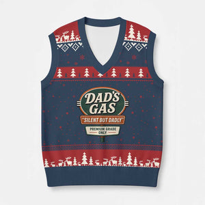 Dads Gas Silent But Dadly V-Neck Knit Sweater Vest Funny Fart Dad Farting Father's Day TS11 Navy Red Print Your Wear