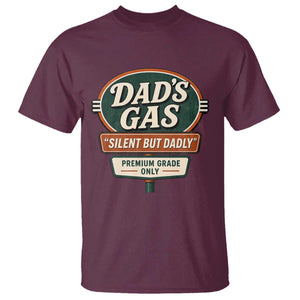 Dads Gas Silent But Dadly T Shirt Funny Fart Dad Farting Father's Day TS11 Maroon Print Your Wear