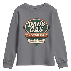 Dads Gas Silent But Dadly Youth Sweatshirt Funny Fart Dad Farting Father's Day TS11 Charcoal Print Your Wear