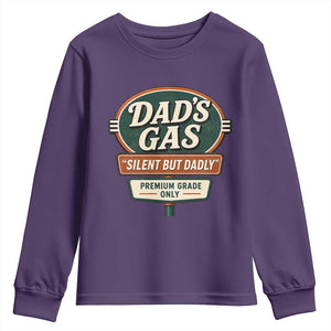 Dads Gas Silent But Dadly Youth Sweatshirt Funny Fart Dad Farting Father's Day TS11 Purple Print Your Wear