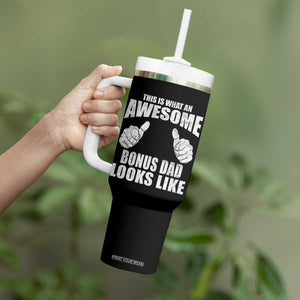 This Is What An Awesome Bonus Dad Looks Like Tumbler With Handle Funny Step Dad Fathers Day Gifts TS11 Print Your Wear