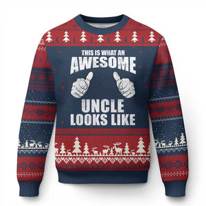 This Is What An Awesome Uncle Looks Like Ugly Christmas Sweater Funny Fathers Day Gifts TS11 Navy Red Print Your Wear