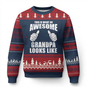 This Is What An Awesome Grandpa Looks Like Ugly Christmas Sweater Funny Fathers Day Gifts TS11 Navy Red Print Your Wear