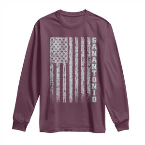 San Antonio Texas State Pride Vintage American Flag Long Sleeve Shirt TS11 Maroon Print Your Wear