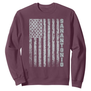 San Antonio Texas State Pride Vintage American Flag Sweatshirt TS11 Maroon Print Your Wear