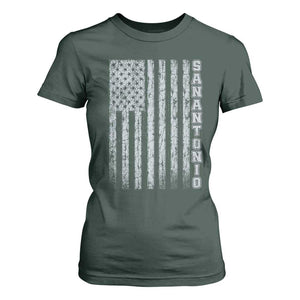 San Antonio Texas State Pride Vintage American Flag T Shirt For Women TS11 Dark Forest Green Print Your Wear