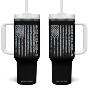 San Antonio Texas State Pride Vintage American Flag Tumbler With Handle TS11 One Size: 40 oz Black Print Your Wear