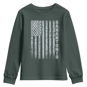 San Antonio Texas State Pride Vintage American Flag Youth Sweatshirt TS11 Dark Forest Green Print Your Wear