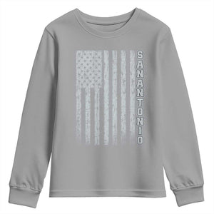 San Antonio Texas State Pride Vintage American Flag Youth Sweatshirt TS11 Sport Gray Print Your Wear