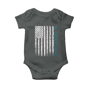 Minnesota MN State Pride Vintage American Flag Baby Onesie TS11 Dark Heather Print Your Wear