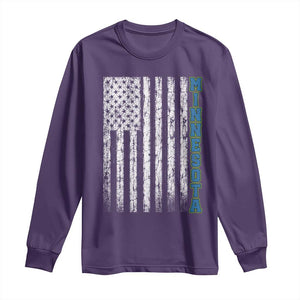 Minnesota MN State Pride Vintage American Flag Long Sleeve Shirt TS11 Purple Print Your Wear