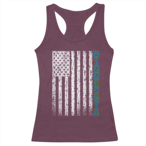 Minnesota MN State Pride Vintage American Flag Racerback Tank Top TS11 Maroon Print Your Wear
