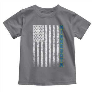 Minnesota MN State Pride Vintage American Flag Toddler T Shirt TS11 Charcoal Print Your Wear