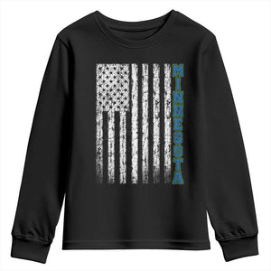 Minnesota MN State Pride Vintage American Flag Youth Sweatshirt TS11 Black Print Your Wear