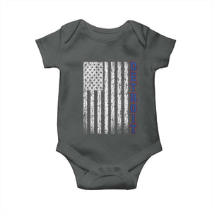 Detroit Michigan State Pride Vintage American Flag Baby Onesie TS11 Dark Heather Print Your Wear
