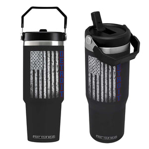 Detroit Michigan State Pride Vintage American Flag Flip Straw Tumbler TS11 One Size: 30 oz Black Print Your Wear