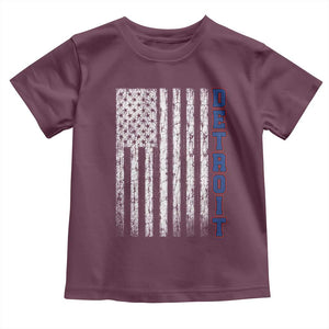 Detroit Michigan State Pride Vintage American Flag Toddler T Shirt TS11 Maroon Print Your Wear