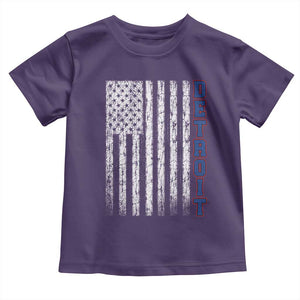 Detroit Michigan State Pride Vintage American Flag Toddler T Shirt TS11 Purple Print Your Wear