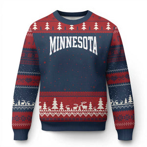 Minnesota MN State Throwback Design Vintage Ugly Christmas Sweater TS11 Navy Red Print Your Wear
