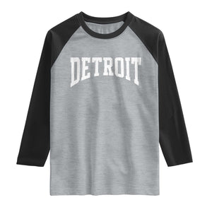 Detroit Michigan City Throwback Design Vintage Raglan Shirt TS11 Heather Gray Black Print Your Wear