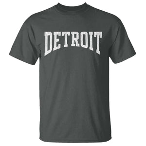 Detroit Michigan City Throwback Design Vintage T Shirt TS11 Dark Heather Print Your Wear