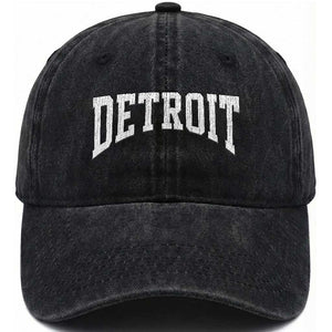 Detroit Michigan City Throwback Design Vintage Washed Cotton Baseball Cap TS11 Print Your Wear