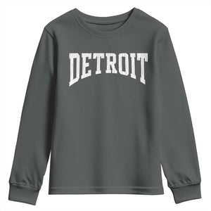 Detroit Michigan City Throwback Design Vintage Youth Sweatshirt TS11 Dark Heather Print Your Wear