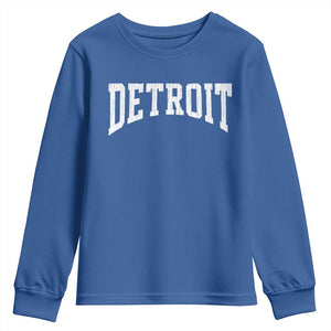 Detroit Michigan City Throwback Design Vintage Youth Sweatshirt TS11 Royal Blue Print Your Wear