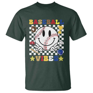 Funny Baseball Vibes T Shirt Retro Groove Green Ball TS11 Dark Forest Green Print Your Wear