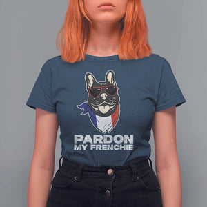 Funny Frenchie Bulldog T Shirt For Women Pardon My French Pet Lover TS11 Navy Print Your Wear