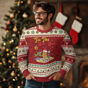 Funny Xmas In July Ugly Christmas Sweater Tis The Sea Sun Retro Tropical Pineapple Watermelon TS11 Hibiscus Print Your Wear