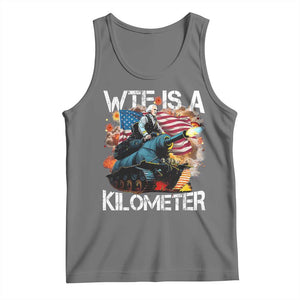 Funny WTF Is A Kilometer Tank Top Patriotic American Freedom George Washington TS11 Black Heather Print Your Wear