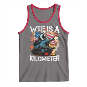 Funny WTF Is A Kilometer Tank Top Patriotic American Freedom George Washington TS11 Deep Heather Red Print Your Wear