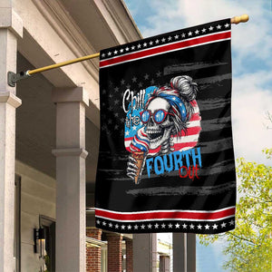 Funny Chill The Fourth Out 4th Of July Garden Flag Patriotic Skeleton Popsicle US Flag TS11 Distressed Black Red Print Your Wear