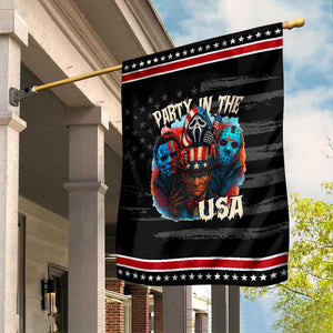 Funny Creepy 4th Of July Party In The USA Garden Flag 4th Of July Horror Movie Independence Day TS11 Distressed Black Red Print Your Wear