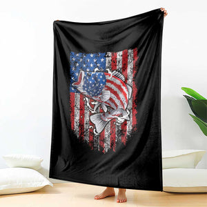 Funny Bass Fish Fishing Vintage American Flag Patriotic Throw Blanket TS11 Print Your Wear