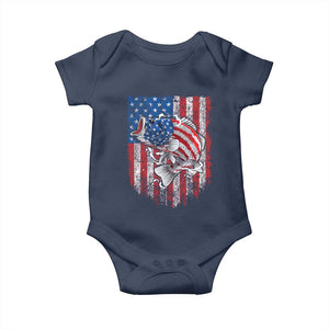 Funny Bass Fish Fishing Vintage American Flag Patriotic Baby Onesie TS11 Navy Print Your Wear